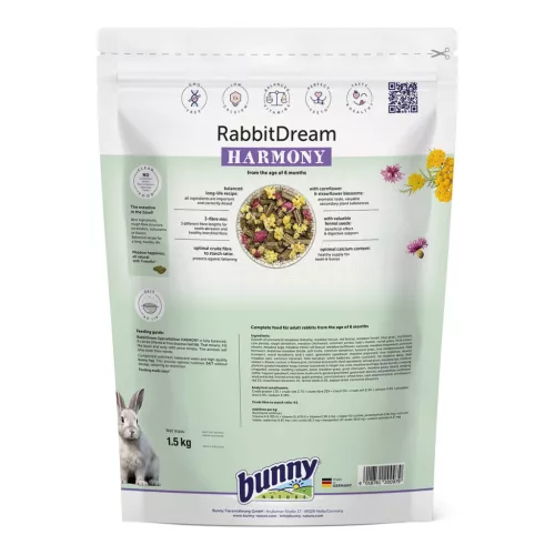 Hrană completă pentru iepuri adulți bunnyNature RabbitDream Harmony 1,5 kg