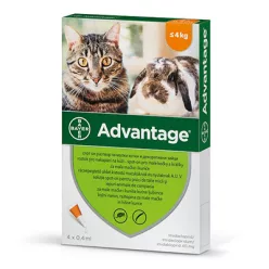   Pipete antiparazitare Advantage 40 pentru iepuri și pisici sub 4 kg 4 buc
