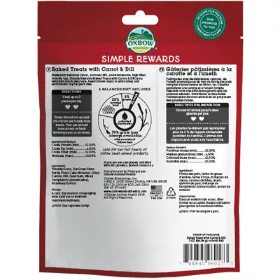 Recompense cu morcov și mărar Oxbow Simple Rewards 85 g
