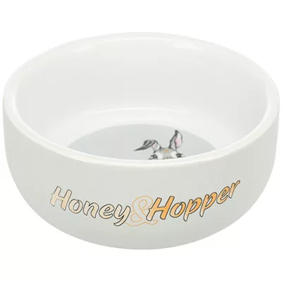 Bol din ceramică gri Trixie Honey & Hopper 250 ml, Ø 11 cm