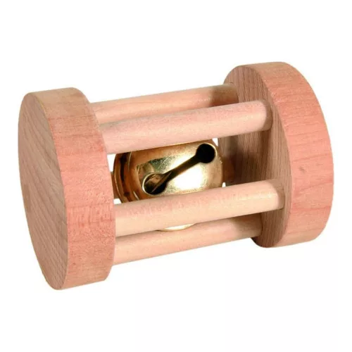 Jucărie de ros cilindru de lemn cu clopoțel Trixie 3,5 × 5 cm